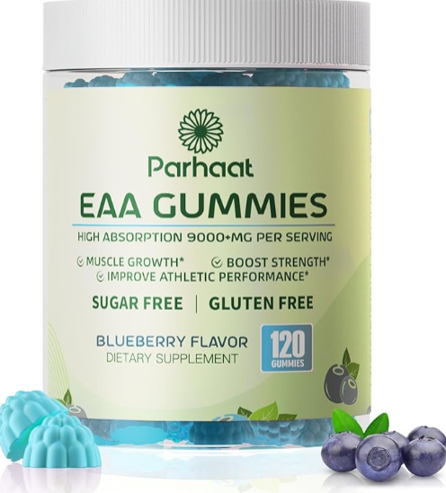EAA Gummies 120 Count Blueberry – 9000 mg Essential Amino Acids for Energy and Muscle Support