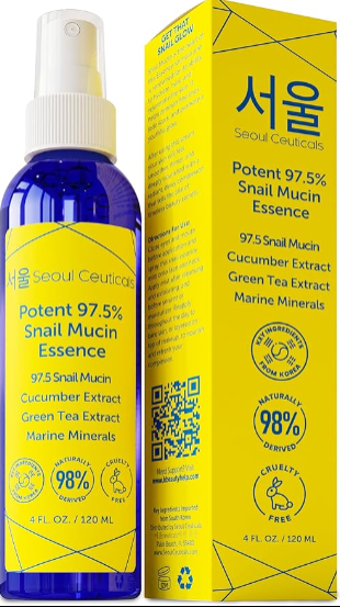 SeoulCeuticals Korean Face Mist with 97.5% Snail Mucin Essence – Hydrating K-Beauty Facial Spray for Radiance and Anti-Aging