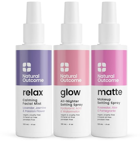 Natural Outcome Face Mist Trio Collection – Hydrating Facial Mist Spray with Rosewater, Lavender & Hyaluronic Acid for Glowing Skin