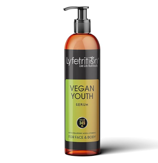 Lyfetrition Vegan Youth Serum – 12 Fl oz Anti-Aging & Wrinkle Solution for Radiant Skin