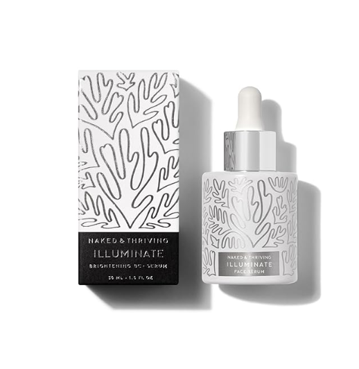 Naked & Thriving Illuminate BC+ Face Serum – 1.0 fl oz / 30 mL | Vitamin C, Bakuchiol & Hyaluronic Acid | Vegan Anti-Aging Serum for Mature Skin