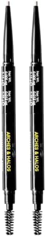 Arches & Halos 2-In-1 Defining Eyebrow Pencil And Powder - Shapes And Fills In Sparse Brows For Natural Look - Soft Textured Powder Formula - Dual Ended With Spoolie Brush - Mocha Blonde - 0.017 Oz