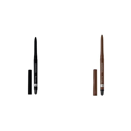 Rimmel Exaggerate Eye Definer - Noir & Rich Brown, Pack of 2, Waterproof Long Lasting Easy Twist Up Self-Sharpening Eye Color Pencil
