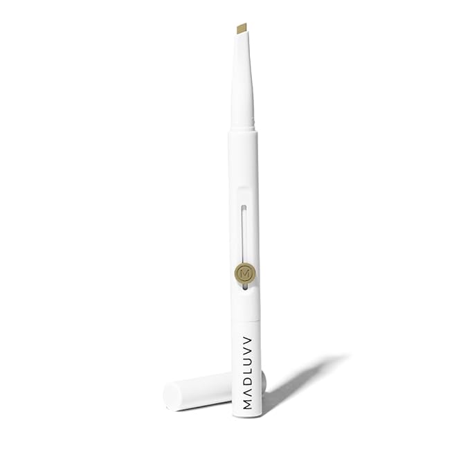 MADLUVV Exacto Brow Pencil for Flawless, Long Lasting, Realistic Brows with Dual-Ended Design Featuring Retractable Blade Tip for Precise Hair Like Detail and Blending Brush - Blonde