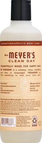 MRS. MEYER'S CLEAN DAY Moisturizing Body Wash for Women and Men, Biodegradable Shower Gel Formula Made with Essential Oils, Oat Blossom Scent, 16 oz