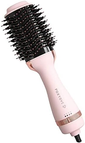 FoxyBae Blowout Hair Dryer Brush 75mm - Ceramic Tourmaline Hot Air Brush for Styling, Curling, and Volumizing - All-in-One Tool (Blush)