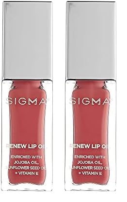 Sigma Beauty Renew Lip Oil – Tinted Lip Oil with Luxurious High-Shine Color and Long Lasting Hydration for Soft, Supple Lips, Non Sticky Lip Oil w/Nourishing Antioxidants (Tranquil, Fresh Pink Sheen)