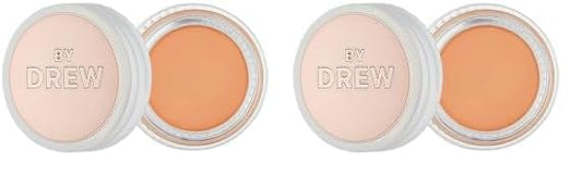 FLOWER Beauty Chill Out Smoothing Color Correcting Cream - Conceals + Brightens Dark Circles - Hydrates + Moisturizes Skin - Makeup Infused With Vitamin E + Jojoba (Medium Peach) (Pack of 2)