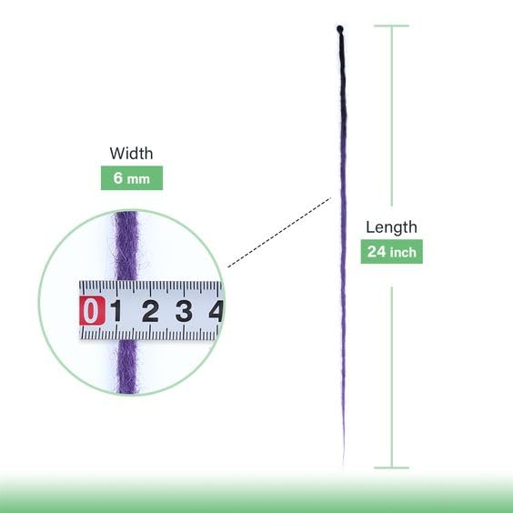 24 In 30 Strands SE Dreadlock Extensions, Ombre Purple Thin 0.6cm Width Synthetic Dreads Extensions, 100% Handmade Dreads Hippie Style Dreadlocks for Woman