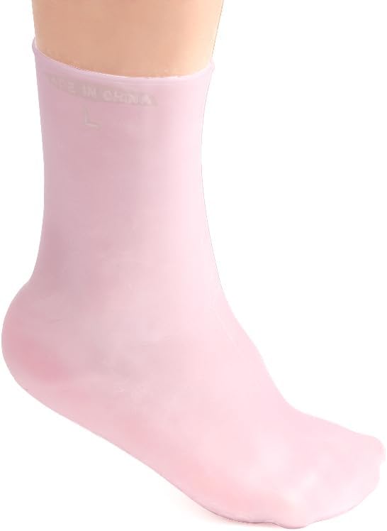 MoyRetty 3 Pairs Silicone Moisturizing Socks,Silicone Socks for Dry Cracked feet Women,Long Size,Spa Gel Socks Foot Care After Pedicure,High Elastic & Anti Slip(Pink & Beige & White)