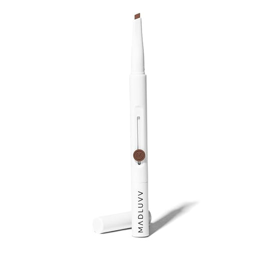 MADLUVV Exacto Brow Pencil for Flawless, Long Lasting, Realistic Brows with Dual-Ended Design Featuring Retractable Blade Tip for Precise Hair Like Detail and Blending Brush - Auburn
