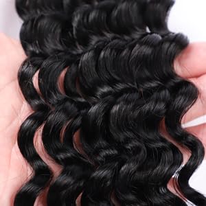 Human Braiding Hair Deep Wave Bulk Human Hair Boho Hair For Braiding No Weft 100g (1Pack-2Bundles) 100% Human Hair Micro Braiding Hair For Bohe Braids (20inch, Natural Black)