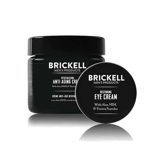 Brickell Men's Ultimate Anti-Aging Routine, Anti-Wrinkle, Night Face Cream and Eye Cream to Reduce Puffiness, Wrinkles, Dark Circles, Under Eye Bags, Natural and Organic, Scented