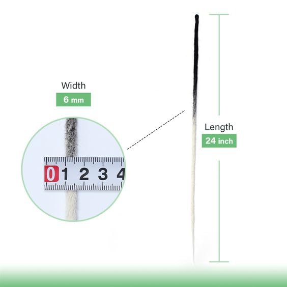 24 In 30 Strands SE Dreadlock Extensions, Gray to White Thin 0.6cm Width Synthetic Dreads Extensions, 100% Handmade Dreads Hippie Style Dreadlocks for Woman