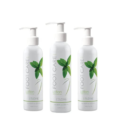 L’EUDINE Foot Lotion – Pack of 3 - Foot Care Cream with Arnica, Cocoa Seed Butter, Vegetable Glycerin, Mint – Foot Lotion for Dry Cracked Feet and Calluses – Refreshing and Moisturizing Foot Cream