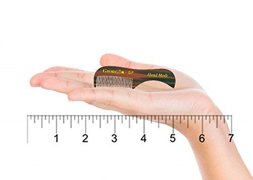 Giorgio G57 Extra Small 2.75 Inch Men's Fine Toothed Beard and Mustache Comb for Facial Hair Grooming and Styling. Wallet Pocket Comb Handmade of Quality Durable Cellulose, Saw-Cut and Hand Polished