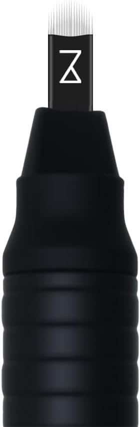 Mellie's Signature Microblading Eyebrow Pen (Pack of 10) - Disposable Microblading Pen for Brows - Sterilized Blade, Comfortable Rubber Grip and Pigment Sponge for Flawless Bro (U18 NANO .15mm, Black)