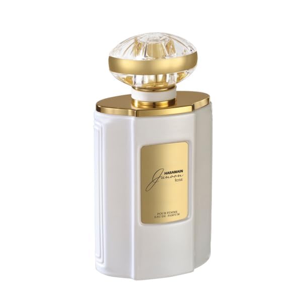 Al Haramain Junoon Rose - Luxury Arabian Perfume for Women - Floral Fragrance with Notes of Cherry Blossom, Bergamot, Rose, Suede, Amber - Arabic Long Lasting Scent - Eau de Parfum - 2.5 oz EDP Spray