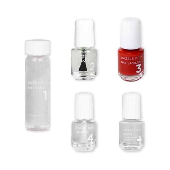 Dazzle Dry Mini Kit 4 Step System - Holly Berry - A semi-sheer true red. Semi-sheer cream. (5 Piece Kit / 5 Manicures)