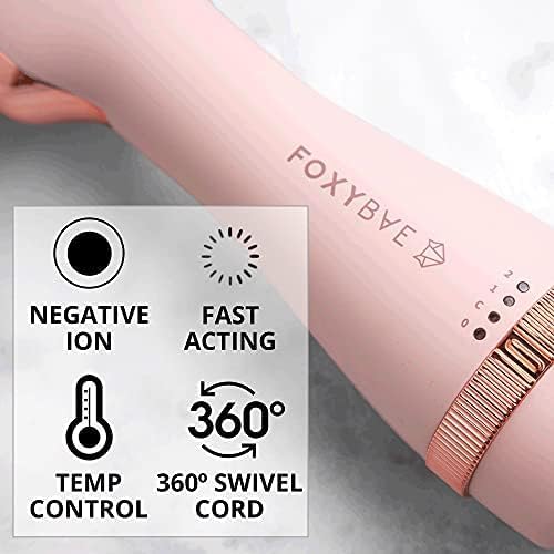 FoxyBae Blowout Hair Dryer Brush 75mm - Ceramic Tourmaline Hot Air Brush for Styling, Curling, and Volumizing - All-in-One Tool (Blush)