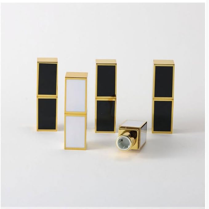 COSIDEA 20PCS Empty Plastic 12.1mm Square lipstick tubes Laser engrave Gold Black lip stick tube packing Lip blam DIY container