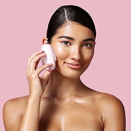 Sonic Facial Cleansing Brush- Deep Cleaning and Heated Rose Quartz, Silicone Face Brush - Vibrating Rose, Magnetic Charging and IPX7 Waterproof, Face Roller- Relieve Fine Lines and Wrinkles