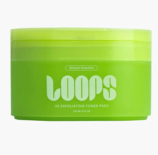 LOOPS Exfoliating Toner Korean Skincare - Refine, Resurface, and Rebalance Skin - Brightening & Anti-Aging Skincare - Pre-Soaked Bamboo Pad - Toner Pads for Face - Mother's Day Gifts for Mom