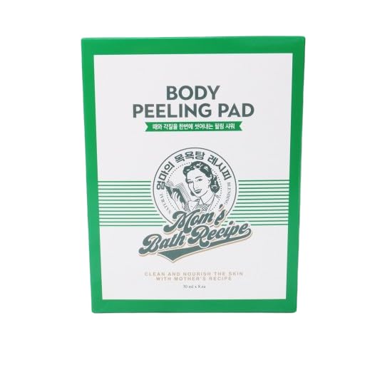 Mom’s Bath Recipe Body Peeling Pad Original, All in One Bubble Body Wash & Scrub Gloves with Honey & Yogurt, Exfoliating Mitts for Dead Skin Cells, Skin Retexturizing Pads, 8 Sheets