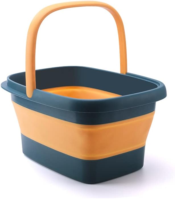 Advanced Collapsible Foot Spa Portable Pedicure Tub with Acupressure Points, Lightweight and Compact, Blue & Orange