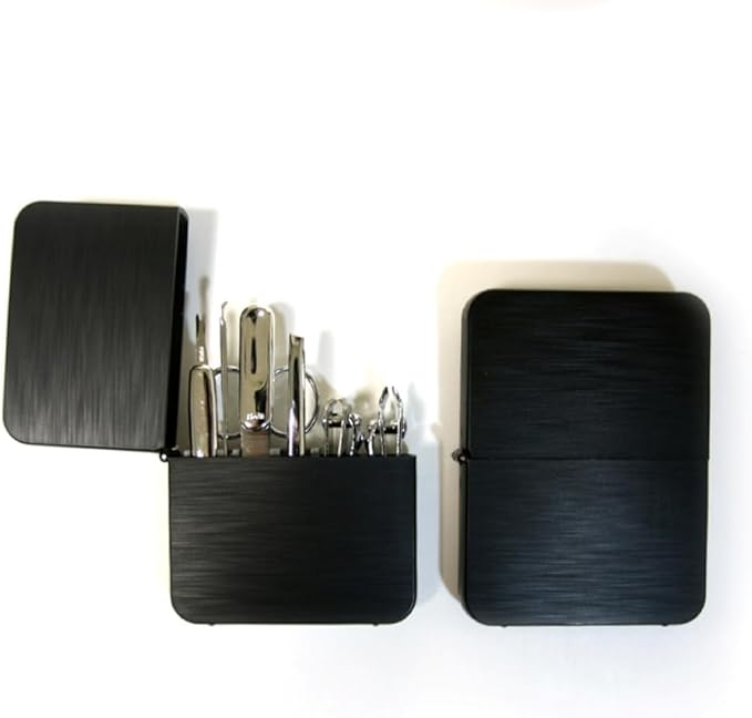 Korean Nail Clipper! World No. 1. Three Seven (777) Travel Manicure Grooming Kit Nail Clipper Set (7 PCs, TS-4112B), MADE IN KOREA, SINCE 1975.(Black Case)