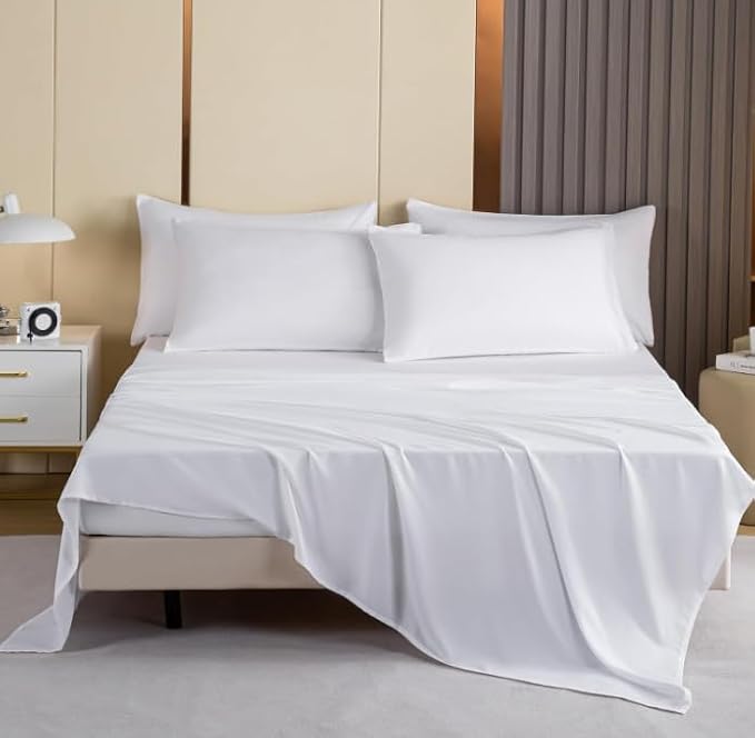Lavisun Flat Sheets, Soft & Breathable Bulk Sheets, White, King