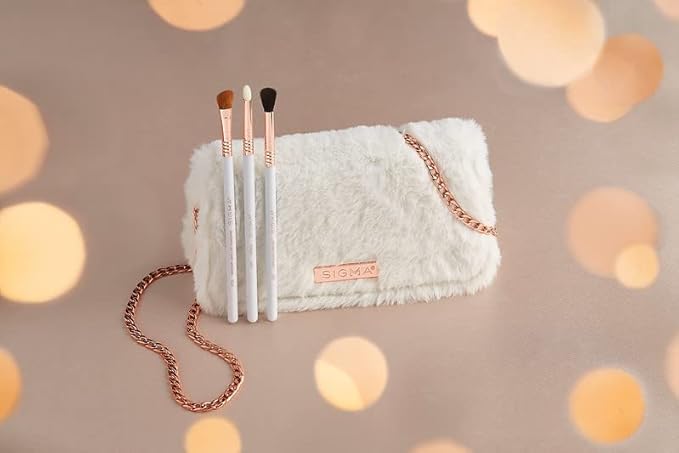 Sigma Beauty Magical Eye Makeup Brush Set – Set of 3 Eye Makeup Brushes, For Shading and Defining Eye Makeup, Includes Sleek Clutch-Style Small Makeup Bag (4 Pcs)