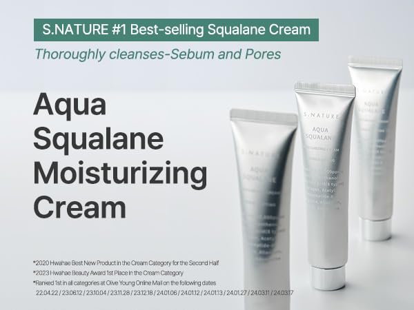 AQUA SQUALANE MOISTURIZING CREAM | Face Moisturizer for Dry and Sensitive Skin, Long-lasting Hydration, Pore Care Cream, Korean Skin Care (2.03 Fl Oz, 60ml)