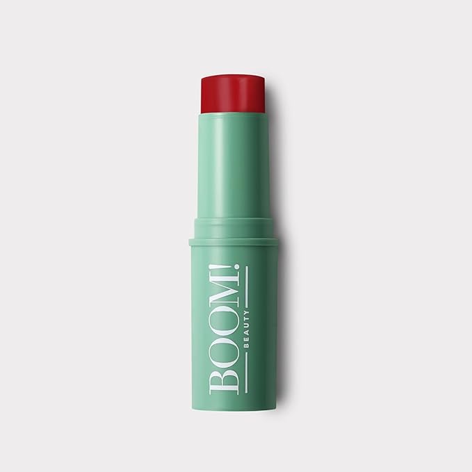 BOOM Beauty Boom Stick Parisian Red: 3-in-1 Cream Blush Stick for Eyes, Lips & Cheek, Long-Wearing Blendable & Building Color Vegan Lipstick Pen for All Skin