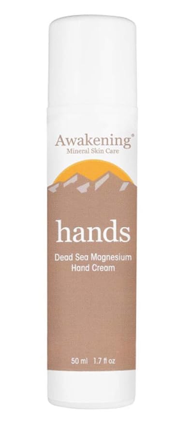 Awakening HANDS, Magnesium-rich, Travel Size Hand Therapy Cream. Helps to heal dry, cracked fingers, nails & cuticles, Vegan skincare [50ml/1.75oz]