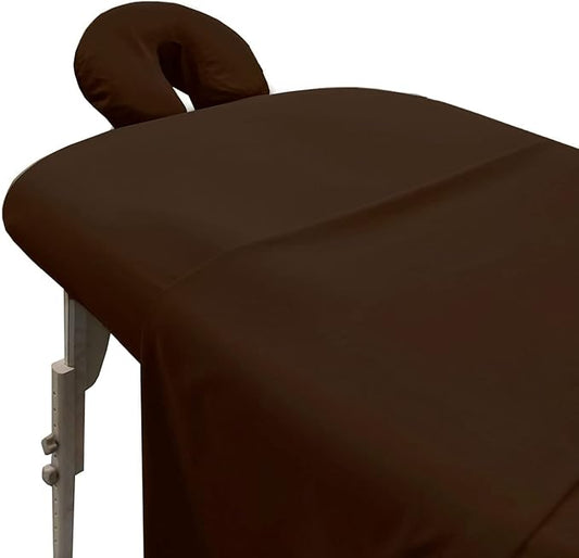 LONDON LINENS Soft Microfiber 3-Piece Massage Table Sheets - Super Lightweight, Stain and Wrinkle Resistant - Includes Table Cover, Fitted Sheet, and Face Rest Cover (Mocha)
