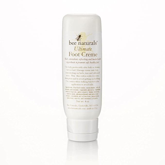 Bee Naturals Ultimate Foot Cream 4 Oz – Deep Hydration for Dry, Cracked Heels & Calluses – Enriched with Shea Butter, Avocado Oil & Therapeutic Essential Oils – Non-Greasy, Soothing properties