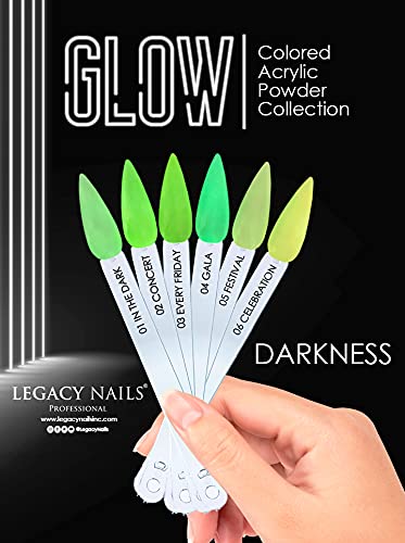 Legacy Nails Professional COLLECTION Acrylic Powder Kit 6 Colors Nail Art Set for Manicure DIY for Dip & Acrylic Nail Extensions (GLOW COLLECTION)