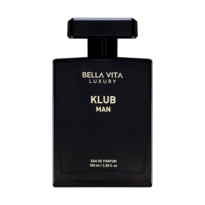 BellaVita Luxury KLUB Men's Eau De Parfum (100ml) | Intense, Masculine Party Perfume for Men | Notes: Lemon, Jasmine, Rose, Musk, Amber and Patchouli | Made with Premium Long-Lasting Perfume Oils