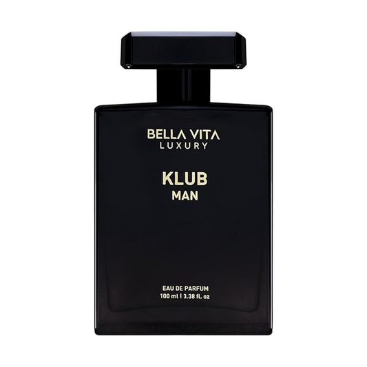 BellaVita Luxury KLUB Men's Eau De Parfum (100ml) | Intense, Masculine Party Perfume for Men | Notes: Lemon, Jasmine, Rose, Musk, Amber and Patchouli | Made with Premium Long-Lasting Perfume Oils