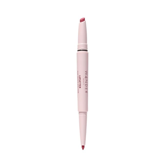Wander Beauty Lipsetter Dual Cream Lipstick + Lip Liner - On the Mauve - Ultra-Smooth, Hydrating Lipstick and Mauve Lip Liner with a Soft Matte Finish - Made with Squalane & Peptides (1 Count)