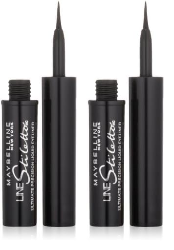 MAYBELLINE New York Line Stiletto Ultimate Precision Liquid Eyeliner, Blackest Black, 0.05 fl. oz. (Pack of 2)