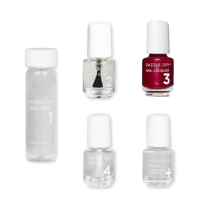Dazzle Dry Mini Kit 4 Step System - Apple Of My Eye Mini Kit - A ruby red with magenta shimmer. Full-coverage shimmer. (5 Piece Kit / 5 Manicures)
