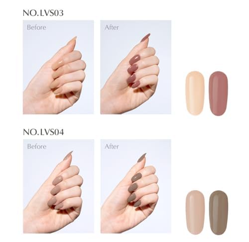 LEAV MakeOver Reversal Syrup Gel Polish 6 Colors Set, Color Changing Gel Nail UV React Transparent Skin Tone & Unique Reversal Mood Soak Off Gift Set