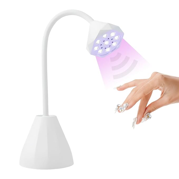 UV LED Nail Lamp with Smart Sensor, Portable Rechargeable Mini Lotus Hands Free Light Rotatable Cordless Nail Dryer Quick Dry Nail Gel Polish Curing Lamp Gooseneck Flash Cure Light for Home & Salon