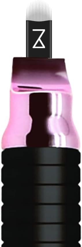 Mellie's Signature Microblading Eyebrow Pen (Pack of 10) - Disposable Pen for Brows - Sterilized Blade, Comfortable Rubber Grip and Pigment Sponge (U18 NANO .15mm, Neon)