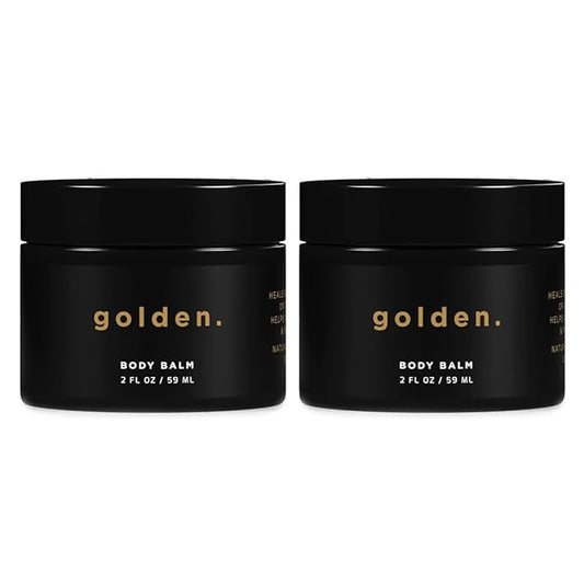 Golden Grooming Co. Men's Body Balm - Intense Repair Balm for Extra Dry Skin - Naturally Derived, Hydrating Formula - Suitable for All Skin Types with Coconut Oil & Mango Butter - Pack of 2