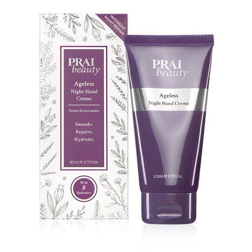 PRAI Beauty Ageless Night Hand Creme Anti-Aging and Nourishing Hand Cream, Hand Cream for Dry Cracked Hands, Paraben-Free, Vegan, Gluten-Free, 2.7 Fl Oz