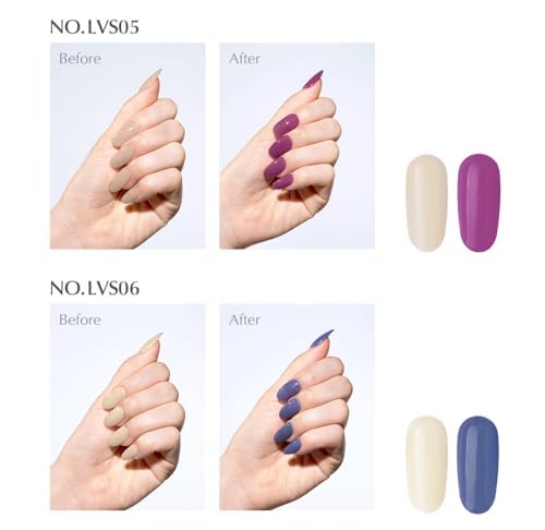 LEAV MakeOver Reversal Syrup Gel Polish 6 Colors Set, Color Changing Gel Nail UV React Transparent Skin Tone & Unique Reversal Mood Soak Off Gift Set