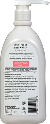 JASON Natural Body Wash & Shower Gel, Invigorating Rosewater, 30 Oz (Pack of 2)